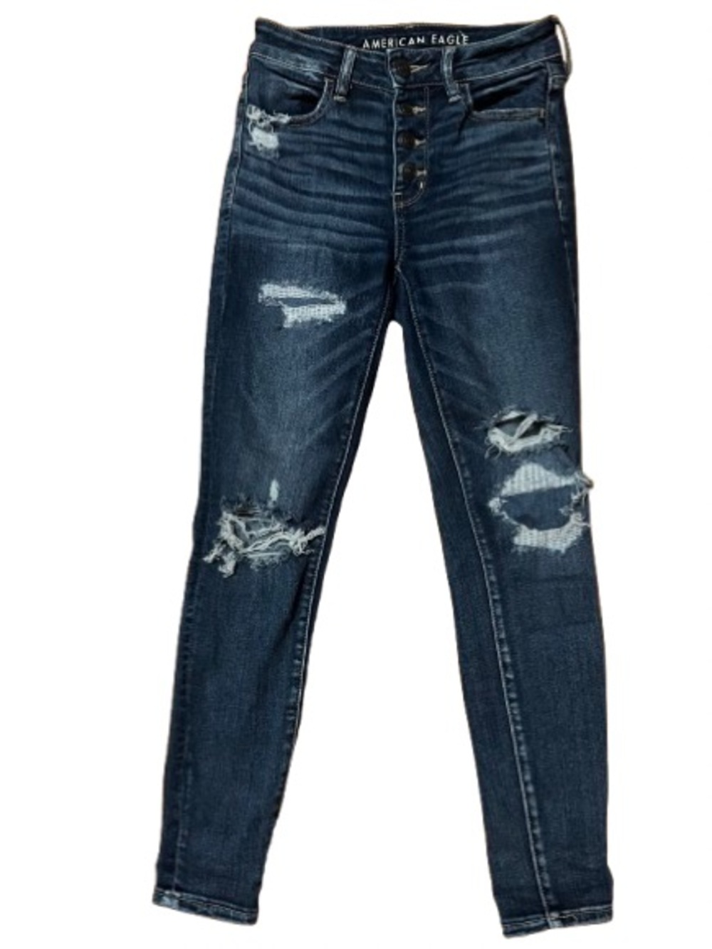 American Eagle Outfitters Stretch Hi Rise Jegging Distressed Denim Jeans Size 4
